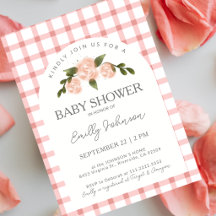 Baby Shower Fille au Vichy Rose Classique