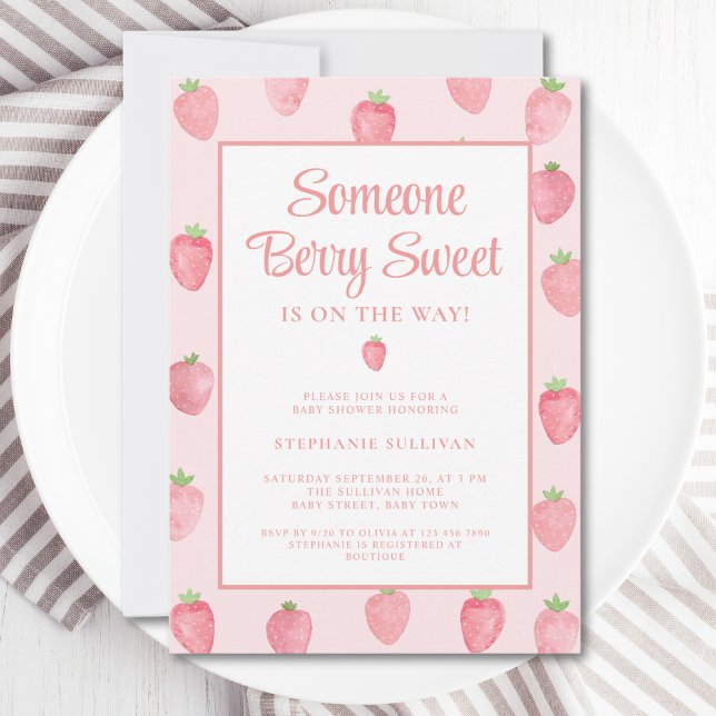Invitation Baby Shower Fille aux Fraises (Créateur téléchargé)
