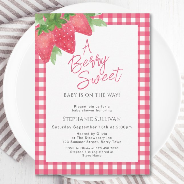Invitation Baby Shower Fille aux Fraises Sucrées (Créateur téléchargé)