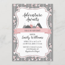 Invitation Baby shower fille Aventure Attend