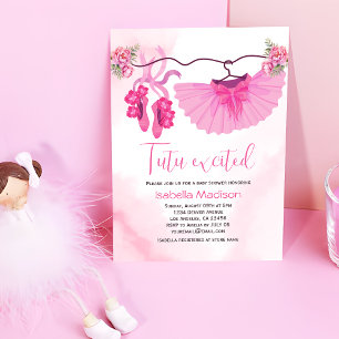 Invitation Baby shower fille Ballerina rose