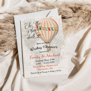 Invitation Baby Shower Fille Ballon à Air Chaud