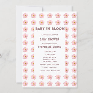 Invitation Baby shower Fille Bébé En Fleur Rose Floral tendan