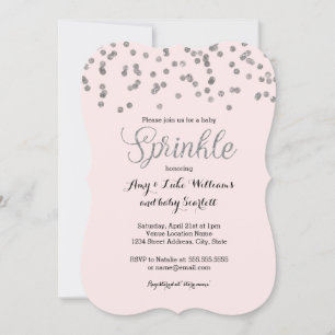 Invitation Baby Shower Fille Bébé Paillettes Argen