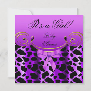Invitation Baby shower fille bébé violet noir Poster de anima