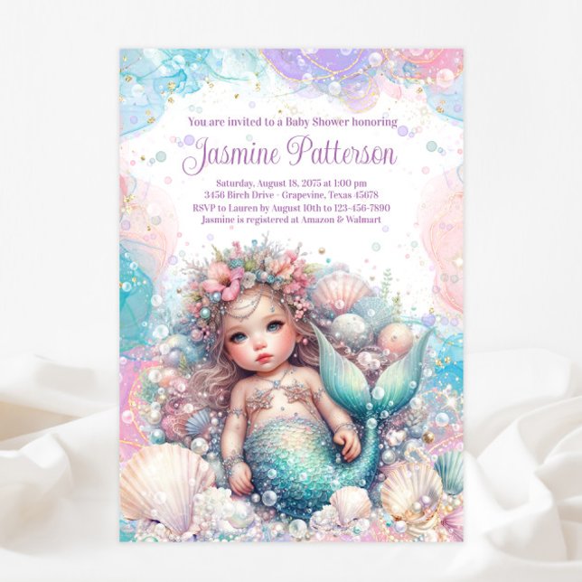 Invitation Baby Shower Fille Belle Sirène (Créateur téléchargé)