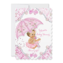 Baby Shower Fille Blonde Parapluie Rose Fleurs