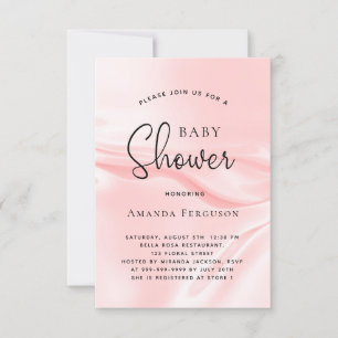 Invitation Baby shower fille blush rose satin soie