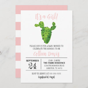 Invitation Baby shower fille Cactus