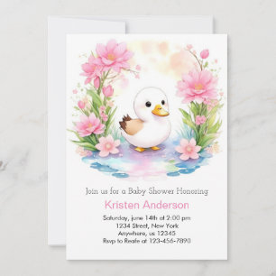 Invitation Baby shower fille canard rose mignon