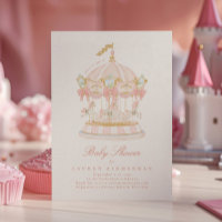 Baby shower fille Carousel Fairytale Bows rose