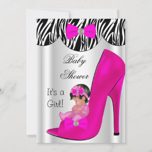 Invitation Baby Shower Fille Chaussure Rose Chaud Bébé
