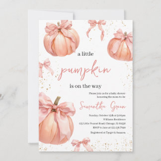 Invitation Baby shower fille Citrouille de la ceinture rose
