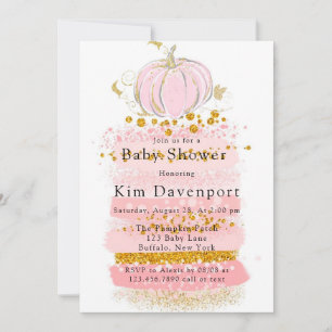 Invitation Baby shower fille Citrouille Parties scintillant r