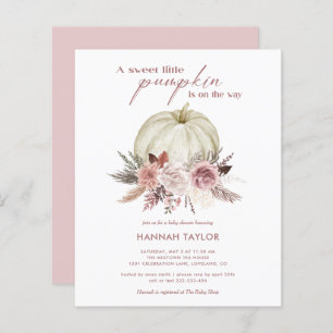 Invitation Baby shower fille Citrouille rose budge