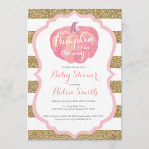 Invitation Baby shower fille Citrouille rose et or