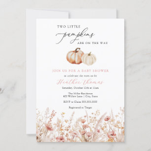 Invitation Baby shower fille Citrouille rose jumea