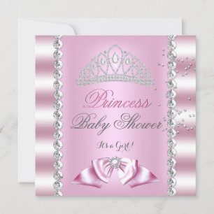 Invitation Baby Shower Fille Couronne Princesse Blanche Rose 