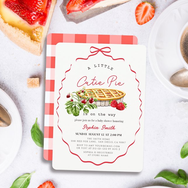 Invitation Baby Shower Fille Cutie Pie Fraises Rub (Créateur téléchargé)