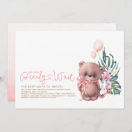 Invitation Baby shower fille d'attente de l'ours en peluche r