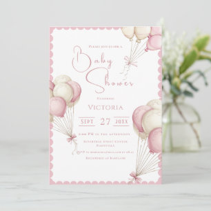 Invitation Baby shower fille de ballons roses