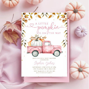 Invitation Baby shower fille de camionnette Citrouille rose