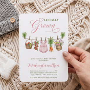 Invitation Baby Shower Fille de Fermeurs Cultivés Localement