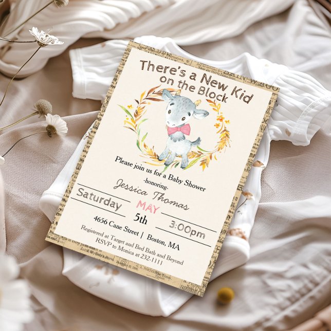 Invitation Baby Shower Fille de la Chèvre de Ferme (Créateur téléchargé)