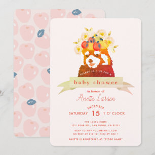 Invitation Baby shower Fille de la Couronne Panda 