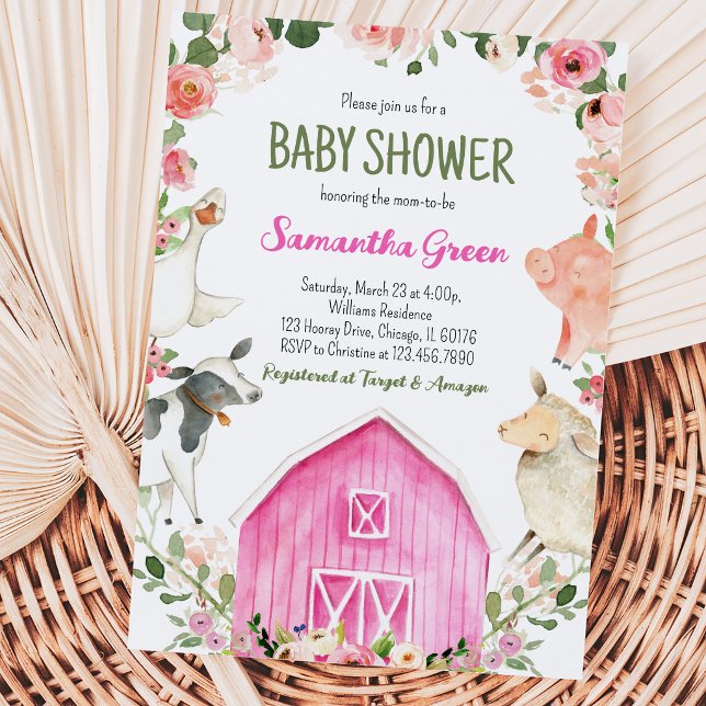 Invitation Baby Shower Fille de la Ferme (Créateur téléchargé)