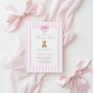 Invitation Baby shower fille de l'ours en peluche