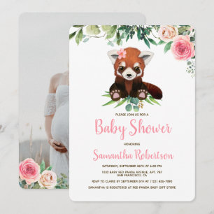 Invitation Baby shower Fille de l'ours mou Blush Rose Fleur P