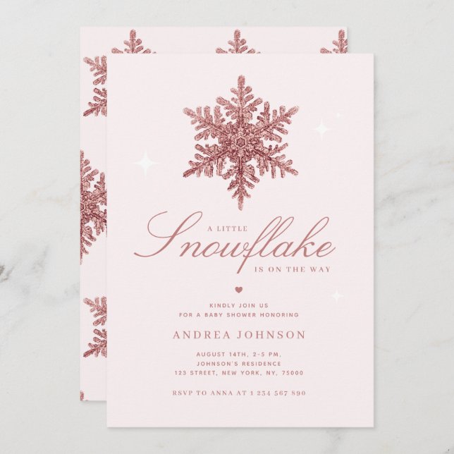 Invitation Baby shower fille de Parties scintillant rose peti (Devant / Derrière)