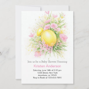 Invitation Baby shower Fille de prairie de fleurs d'agrumes