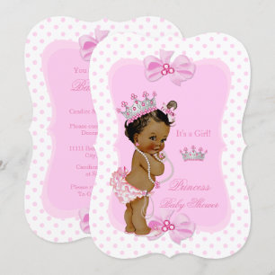 Invitation Baby Shower Fille de Princesse Ethnique Rose à Poi