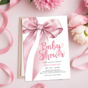 Invitation Baby shower fille de script de coquette rose
