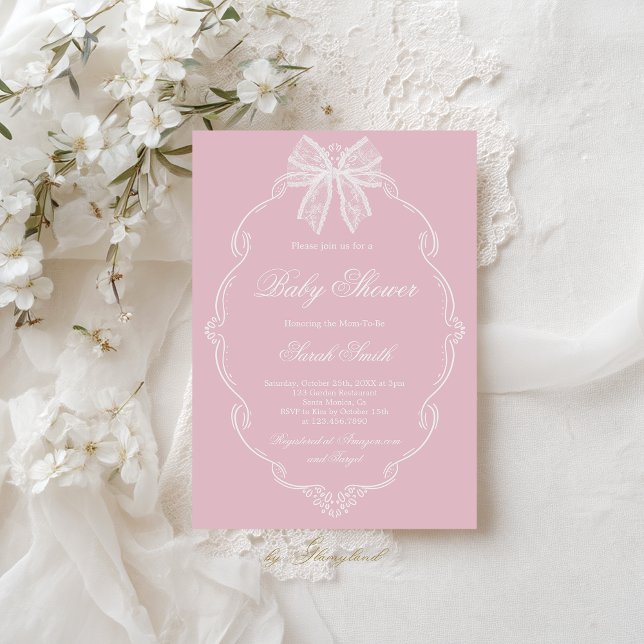 Invitation Baby Shower Fille Dentelle (Créateur téléchargé)