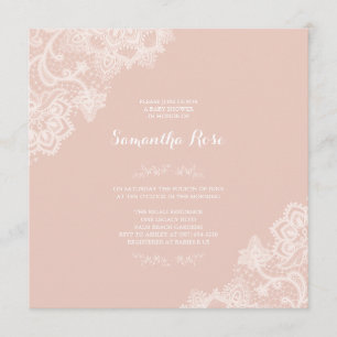 Invitation Baby shower fille Dentelle rose