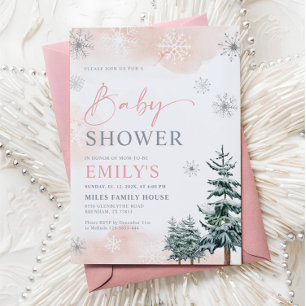 Invitation Baby shower fille d'hiver
