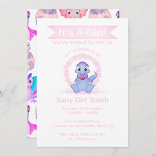 Invitation Baby shower fille Dinosaur Dinosaur Dino Personnal