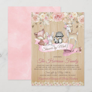 Invitation Baby Shower Fille Douce Forêt Virtuelle Par Courri