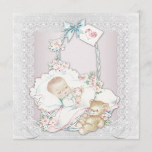 Invitation Baby Shower Fille Élégante Vintage Rose