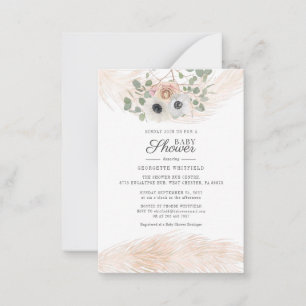 Invitation Baby shower Fille en herbe Pampas Flora