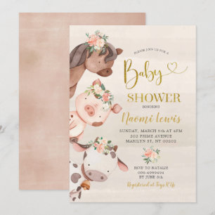 Invitation Baby shower Fille Ferme Florale