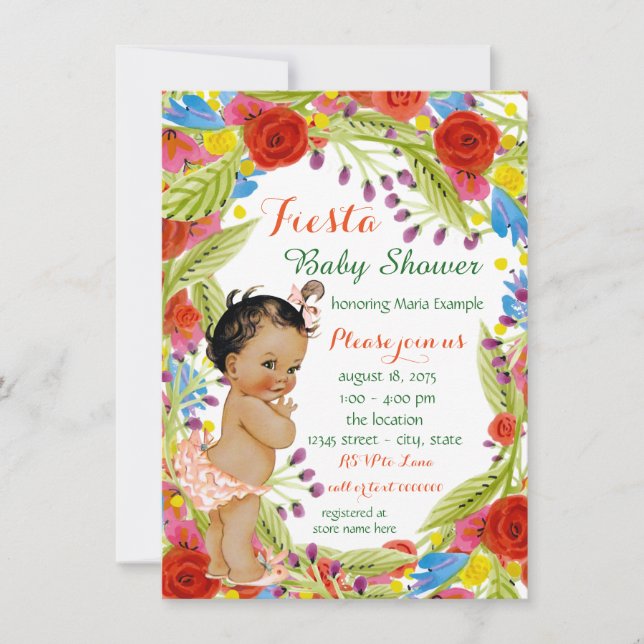 Invitation Baby Shower Fille Fiesta Mexicaine (Devant)