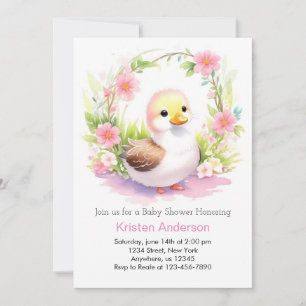 Invitation Baby shower fille Fleur sauvage de caniche aquarel