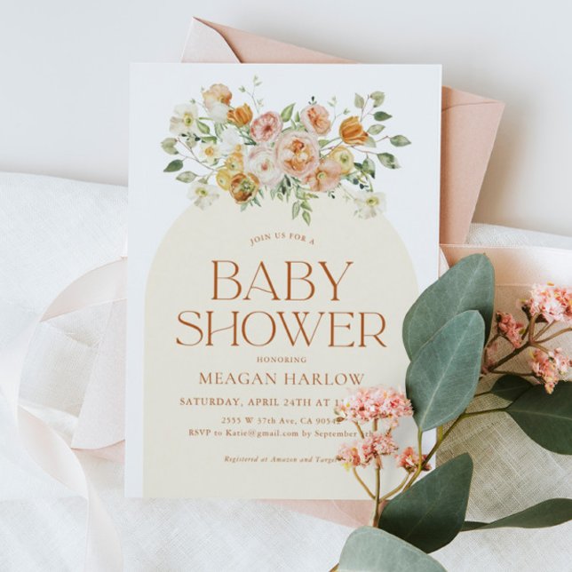 Invitation Baby shower fille Fleurs de Boho Printe (Créateur téléchargé)