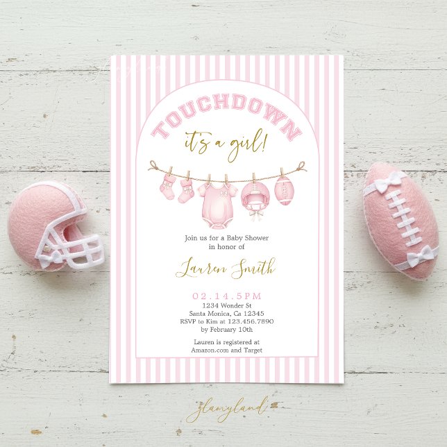 Invitation Baby-shower fille football (Créateur téléchargé)
