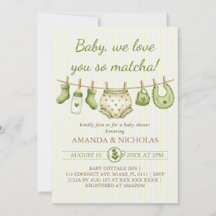 Invitation Baby Shower Fille Garçon Matcha