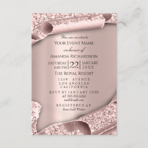 Invitation Baby shower fille garçon Pieds Glam Rose rose 3d